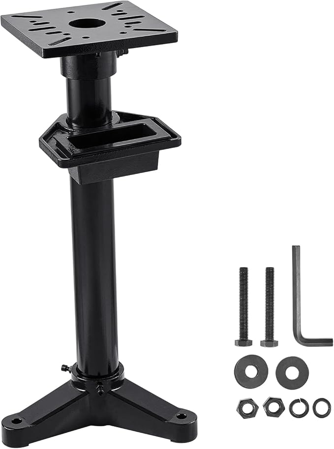 VEVOR Bench Grinder Stand, Heavy-Duty Bench Grinder and Vise Floor Pedestal with 10.6" x 10.6" Mounting Plate, Pre-Cut Mounting Slots & Water Pot, Compatible with Most Bench Grinders
