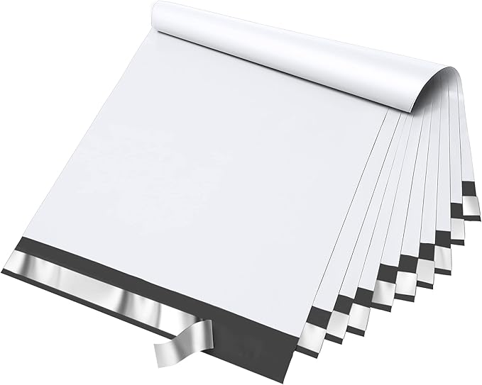 Fuxury 12x15.5" Poly Mailers 100Pcs,Sturdy Shipping Bags for Clothing,White | Waterproof Self Seal Mailing Envelopes,Strong Adhesive Plastic Packaging Mailers Poly Bag For Books Clothes Business Boutique