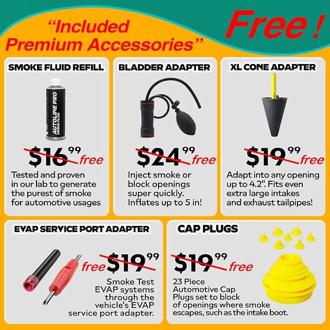 *2025 Upgrade Model* Automotive High Volume Smoke Machine Smoke Fluid - EVAP Leak Detector w/Built-in Air Compressor - Model 3000 – EVAP Vacuum Exhaust Smoke Detector Tools Kit - Green