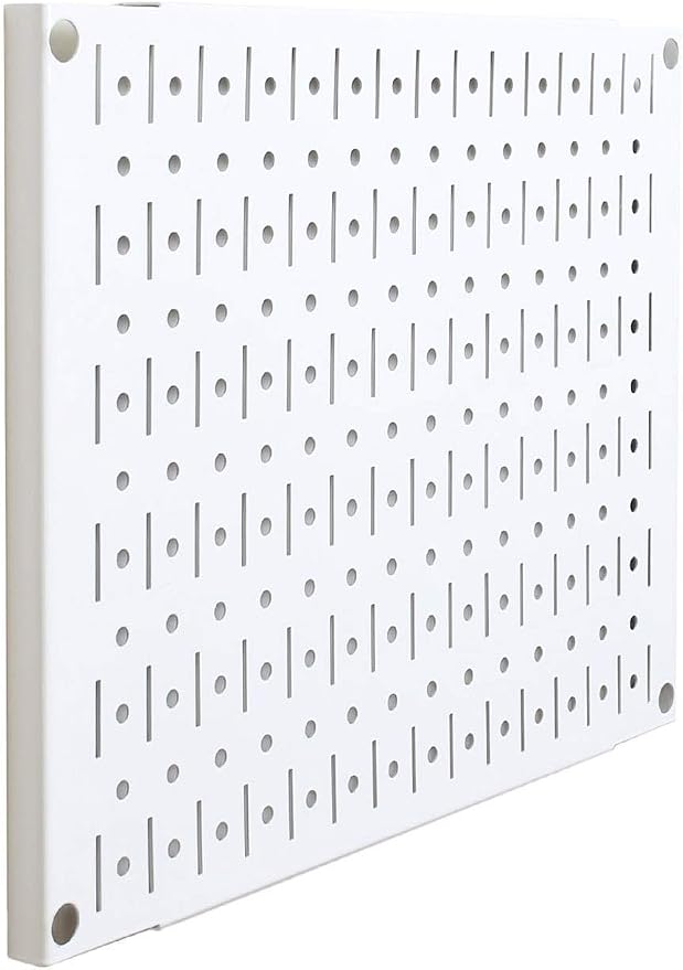 Wall Control Pegboard Wall Organizer Tiles Modular Metal Pegboard Tiling Set - Four 12-Inch Tall x 16-Inch Wide White Peg Board Panel Wall Storage Tiles - Easy to Install (White)