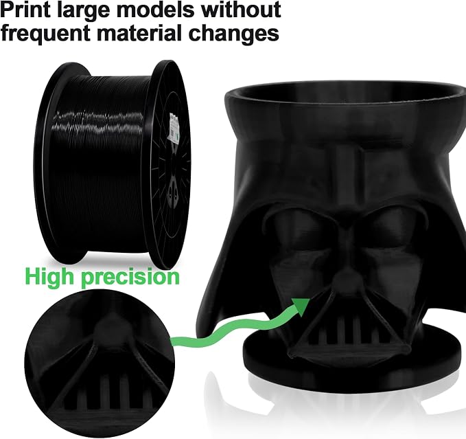 YOUSU 5KG(11lbs) PLA Plus Filament 1.75mm Black, PLA+ Filament 1.75mm 3D Printer Filament, Cost Effective Large Roll 3D Printing Filament for Big Projects