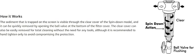 Merrill MFG 1-Inch Spin Down Sediment Water Filter, PVC T-Style with 100 Mesh Screen for Well and Irrigation Filtration