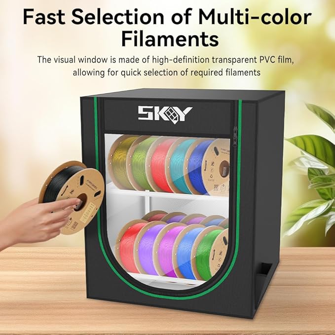Skouphy 3D Printer Filament Storage Box - 2 Tiers Metal Filament Storage Rack with Cloth Cover,- 3D Filament Holder for Home, Office Workshop, Studio 20 Rolls - Black