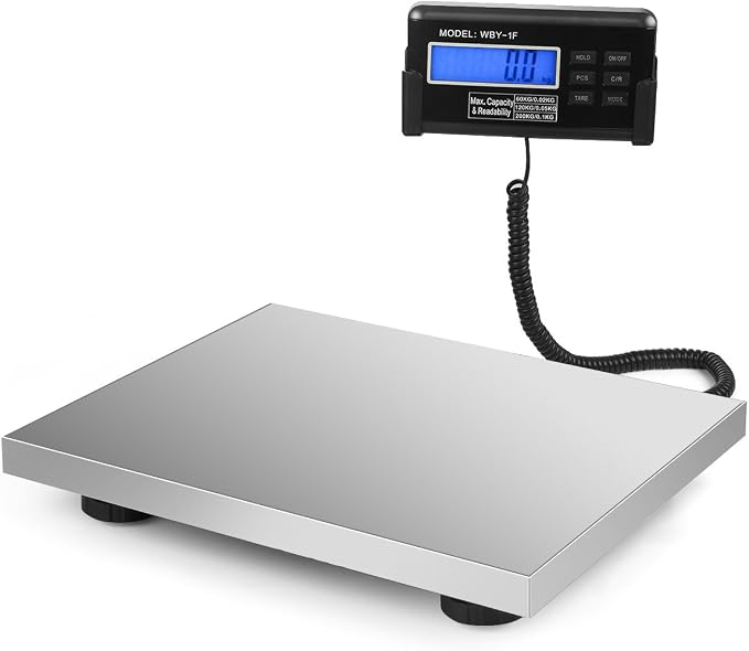 Flexzion Digital Shipping and Postal Scale, Heavy Duty Stainless Steel Platform, 440Lbs 200KG Weight Capacity with LCD Backlight Display and AC Adapter