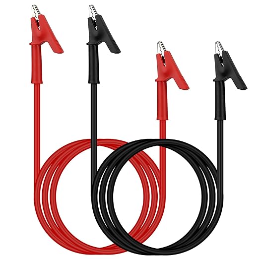 SWANLAKE 2-Piece Dual-Ended Alligator Clip Test Leads, 1000V 15A 3.5ft/1M Electrical Alligator Clips, Flexible Copper Cable Crocodile Clip, Electrical Wires with Gator Clips