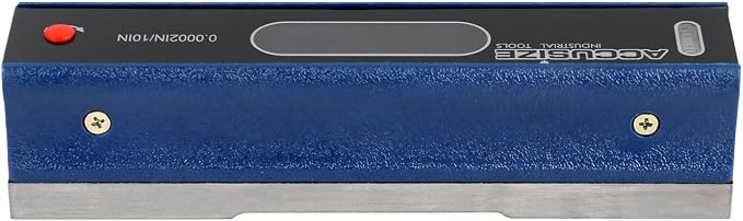 Accusize Industrial Tools 8'' Master Precision Level in Fitted Box, Accuracy: 0.0002''/10'', S908-C685 | Accuracy 0.0002"/10", V-Groove Base, Cross Test Vial, Insulating Grip, Cast Iron