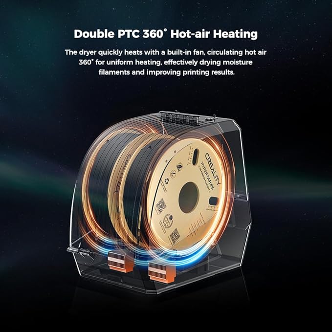 Creality Filament Dryer Box,Dual-Spool Creality Space Pi Filament Dryer Plus with 360° Fast Heating & PTC Heater,4" Touch Screen,Compatible PLA,Silk PLA,ABS,PETG,TPU,Nylon,ASA,PC,PA & More