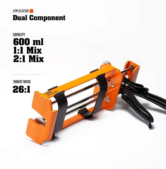 600 ml (1:1 and 2:1) 26:1 High Thrust Dual Component Cartridge Gun