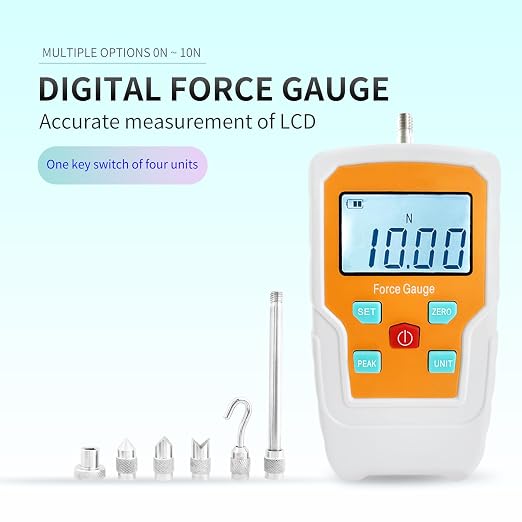 Digital Force Gauge Push and Pull Meter Dynamometer Tension Pressure Tester Thrust Meter Compression Load Plug Force Destructive Tests 10N/1kg/2.2lb/36Oz