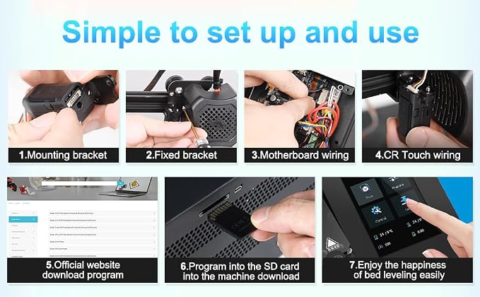 Creality CR Touch Auto Bed Leveling Sensor Kit for 3D Printer with Metal Push Pin for Ender 3/Ender 3 V2/Ender 3 Pro/3 Max/Ender 5 pro/CR-10 with 32 Bit V4.2.2/V4.2.7 Mainboard