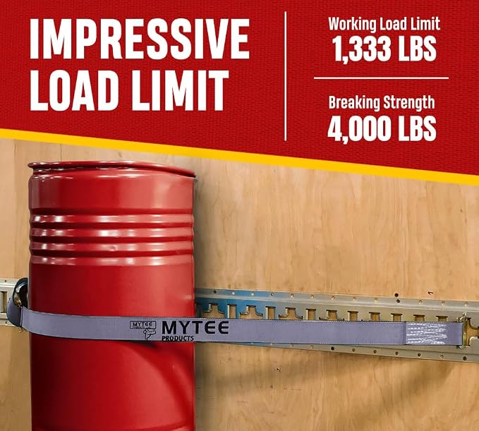 Mytee Products (10 Pack) 2'' x 16' E Track Straps w/Spring E-Fittings - Grey Ratchet Etrack Straps w/Heavy Duty 4000 lbs Breaking Strength for Enclosed Trailers, Trucks & Vans