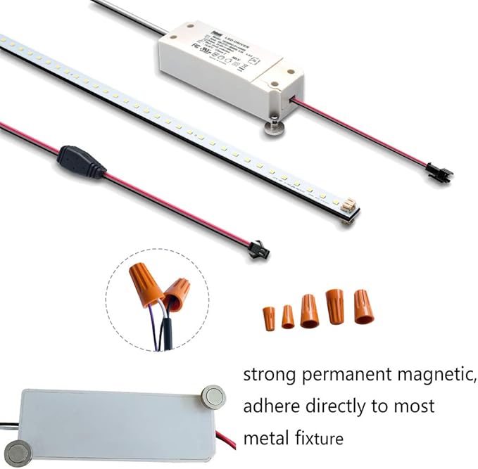 Magnetic LED Troffer Retrofit Kit 2x4FT,72W LED Tube Retrofit kit,150LM/W,5000K Daylight,0-10V Dimmable,T8 T10 T12 Fluorescent Replacement,UL Cert,Easy to Install