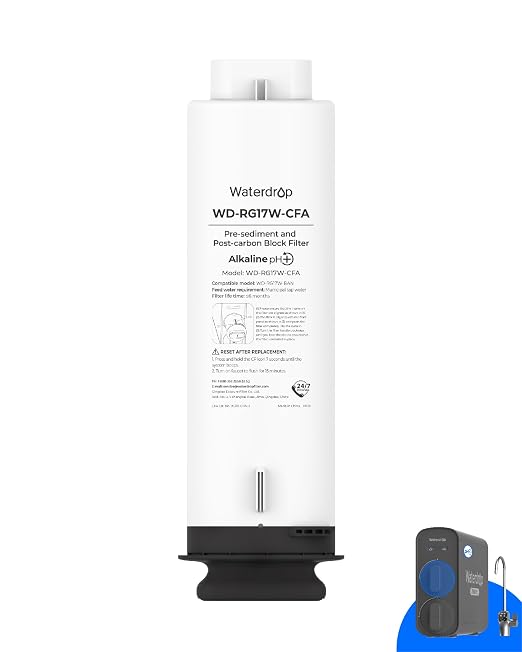 Waterdrop G5P700A-PRO-CF Filter, Replacement for G5P700A-PRO RO System | 6-Month Lifetime, Alkaline Minerals, NSF/ANSI 58 & 372 Certified, Easy and Quick Filter Replacement, Under-Sink RO Filter