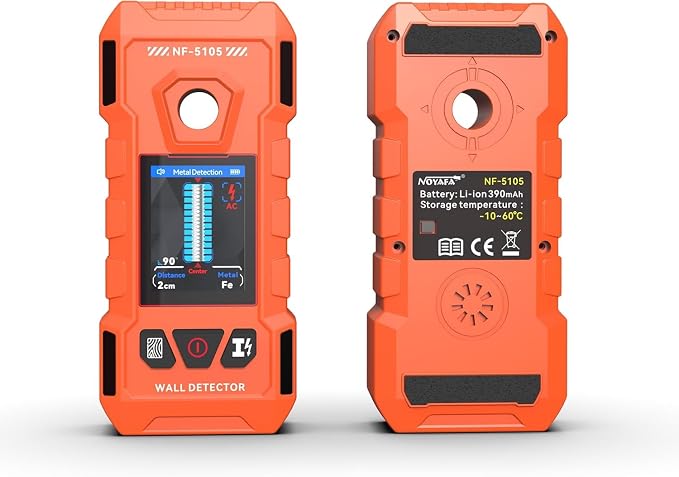 NOYAFA Rechargeable Stud Finder Wall Scanner, 6 in 1 Electronic Wall Detector | Positioning Hole HD LCD Display, Audio Alarm, Accurately Detects Wood, Metal Studs, Live AC Wires, Joists and Pipes