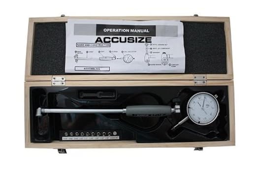 Accusize Industrial Tools Dial Bore Gauge Set, 1.4-2.4" x 0.0005" | 6" Stem Length, Self-Centering, Chrome-Plated Handle, Insulated Grip, EE20-5024