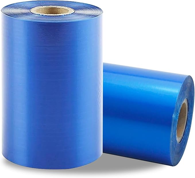 2 Rolls 4.33" x 984'(110mm x 300m) Blue, Wax/Resin Thermal Transfer Ribbon, Core 1", Ink Outside, Barcode Ribbon Compatible with Zebra Printer