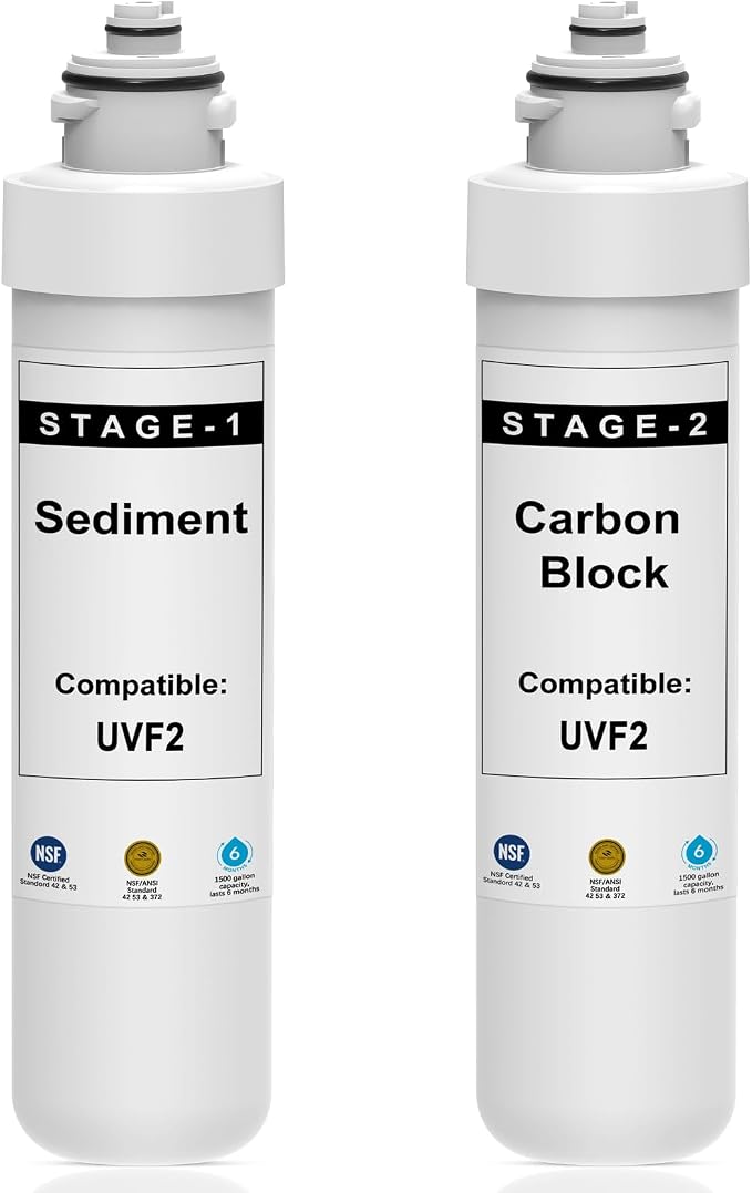 2 Stage Filter Replacement Kit Compatible with Brio 520 UVF2-1500 MIB200PKF NFMPP5M Sediment and Carbon Block Filter NFMCTO5MS2