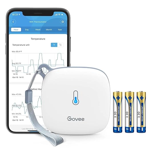 Govee Smart Thermometer Hygrometer, WiFi Humidity Temperature Sensor with App Notification Alert, 2 Years Free Data Storage Export, Wireless Remote Monitor for Room Greenhouse Incubator Wine Cellar