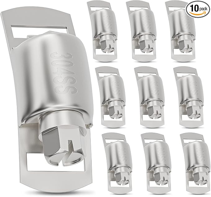 OURU 10Pack Hose Clamps Stainless Steel Stronger Fasteners,Metal Screw Worm Clamp Fasteners for DIY Adjustable Large Worm Gear Hose Clamp Kit,Used in Band Pipe Clamps Metal Strapping