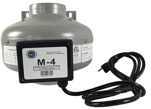 Tjernlund M-4 Metal Inline Duct Fan, 200 CFM, 4"