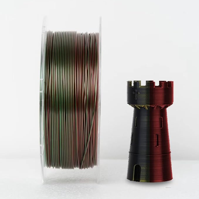1.75mm PETG Bundle 1kg Multicolor Coextrusion Bicolor Dualcolor Spool, 3D Printer Filament Dimensional Accuracy of +/- 0.03mm and Fit Most FDM 3D Printer, Red-Green