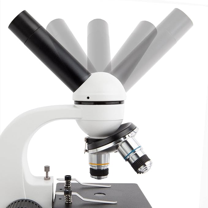AmScope M158C-E1 Digital Cordless Compound Monocular Microscope, WF10x and WF25x Eyepieces, 40x-1000x Magnification, LED Illumination with Rheostat, Brightfield, Single-Lens Condenser, Coaxial Coarse and Fine Focus, Plain Stage, 110V or Battery-Powered...