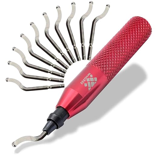 AFA Tooling - Deburring Tool with 11 M35 Cobalt HSS Blades, Micro-Polished & Anodized Aluminum Handle with Diamond Knurled Grip, Edge Remover for 3D Printing, Resin, PVC, Copper & Stainless Steel