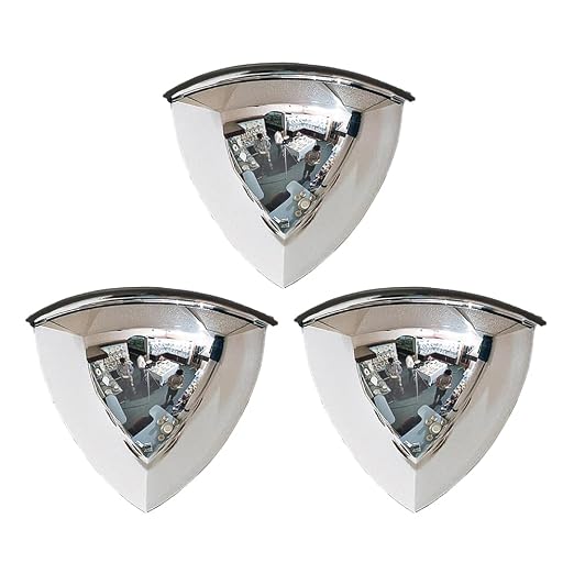 3 Kits Quarter Dome Mirror High Viewing Angle Safety Security Corner Acrylic Convex Mirror for Blindspot (19 Inch 1/4 Dome, 90 Degree Viewing Angle)