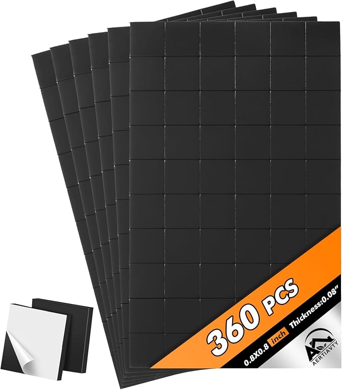 Aertiavty Magnetic Squares with Adhesive Backing, 360 Pcs 0.8" Fridge Magnets, Magnetic Strips with Adhesive Backing, 80 Mil Magnet Sheets for Whiteboard, Refrigerator, Crafts, Easy Peel and Stick