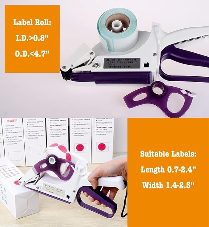 Generic Manual Label Applicator, Portable Handheld Barcode Sticker Gun, Flat Round Bottle Labeling Machine, for 1” 3” Label Roll Core, 11.2*4.4*3.7in