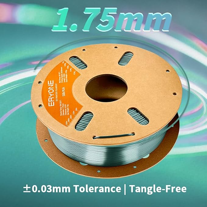 ERYONE Silk PLA Filament for 3D Printer, 1.75mm +/- 0.03mm, 1kg (2.2LBS)/Spool,Silk Emerald Green