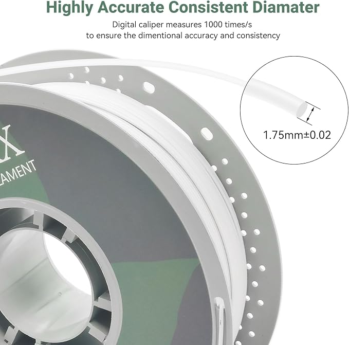Matte White PETG Filament 1.75 mm 10kg Bundle, Dimensional Accuracy +/- 0.02mm, 1kg Spools (10 Rolls) for FDM 3D Printers