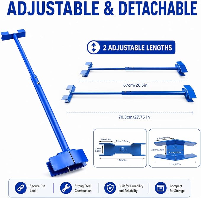 Fuzqq 27.7-Inch Ball Valve Wrench, Adjustable Shut-Off Ball Valve Tool and Water Valve Key, Heavy Duty Low Carbon Steel Valve Operating Tool for Hard-to-Reach Valves