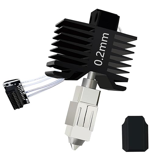 Upgraded 0.2MM P1S/P1P Hotend Full Assembly, Integrated Nozzle Leak-Free | Hardened Steel Nozzle, Ceramic Heater, Thermistor, Extruder Heating Block, High-Temp Resistant to 300℃ for Bambu Lab P1 Sery