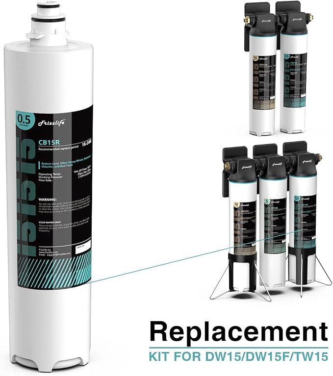 Frizzlife CB15R-HF Replacement Housing Kit With CB10R Filter Cartridge Inside - For DW15, DW15F, TW15 Under Sink Water Filter Systems