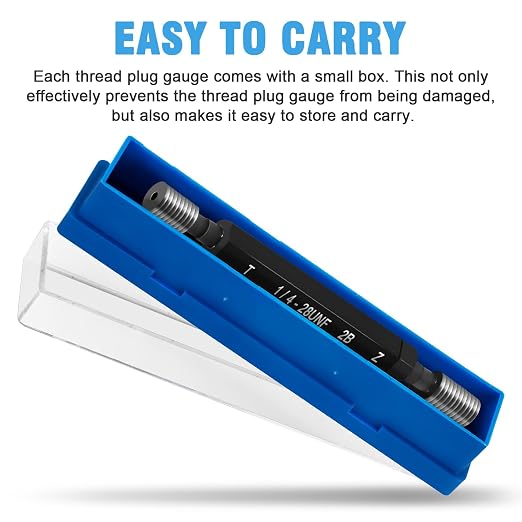 5pcs Imperial Thread Plug Gauge 2B Unified Thread Gage w/Boxes, Double End Go No Go Thread Gauge for Internal Thread Detection(#1/4 - #1/2)