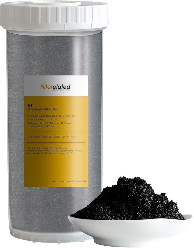 Filterelated 10" x 4.5" Iron Removal Water Filter Cartridge with Specialized Resin | Whole House Well Water Filter for Heavy Iron, Manganese & Sediment | Long-Last Universal Replacement Cartridge