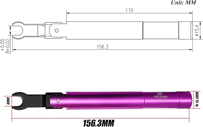 TOJOIN 1 pcs SMA Torque Wrench for RF Connector 8 in·lbs (0.9 N·m) Opening 8mm (5/16") for SMA 3.5mm/2.92mm Adapter Convertor Portable Spanner for Professionals Industry Purple