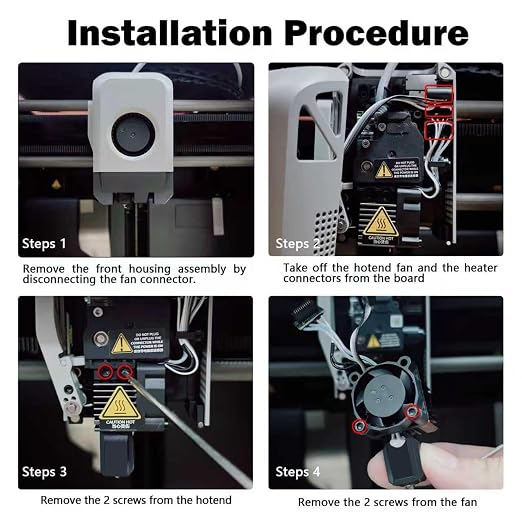 Upgraded 0.2MM P1S/P1P Hotend Full Assembly, Integrated Nozzle Leak-Free | Hardened Steel Nozzle, Ceramic Heater, Thermistor, Extruder Heating Block, High-Temp Resistant to 300℃ for Bambu Lab P1 Sery