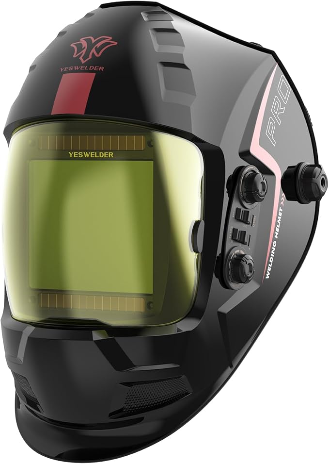 YESWELDER Auto Darkening Welding Helmet, Hemispherical lens, 1/1/1/1 True Color 3.94"X3.66" Large Viewing, Solar Power 4 Arc Sensor, Wide Shade 4/5-9/9-13 for TIG MIG Arc Weld Grinding Welder Mask