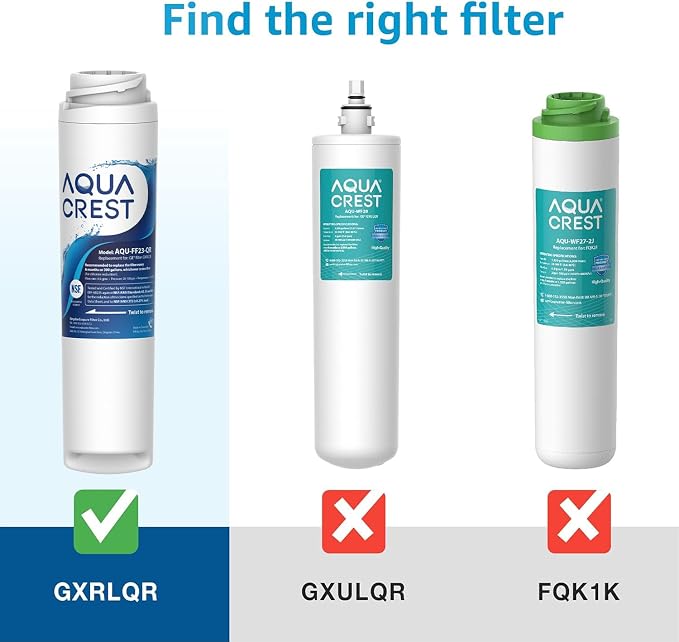 AQUA CREST GXRLQR Under Sink Water Filter, NSF/ANSI 401 Certified, Replacement for GE SmartWater Twist and Lock In-Line GXRLQR Water Filter, Reduces PFAS, PFOA/PFOS, 3 Pack