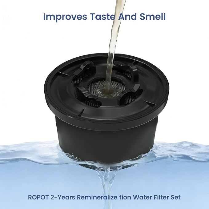 RO100ROPOT Remineralization Water Filters Replacement, Compatible with Bluevua RO100ROPOT and RO100ROPOT(UV) Systems, Alkaline for Reverse Osmosis Filter, Remineralize and Increase pH, Pack of 4