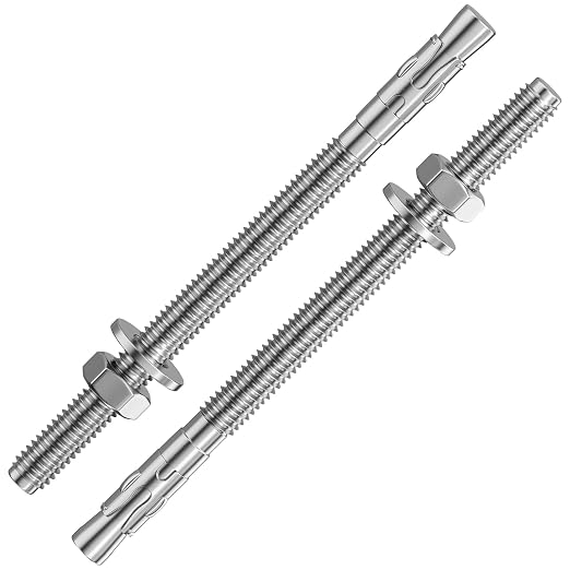 Wensilon 10Pcs 1/4x4 Inch Standard Fasteners for Heavy-Duty 304 Stainless Steel Wedge Anchors for Cement and Concrete
