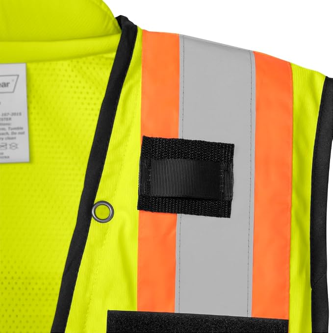 Ironwear 1278FR-L-06-3XL ANSI Class 2 Flame Retardant Polyester Surveyor SAFETY Vest with 2" Silver Reflective Tape, Lime, 3X-Large