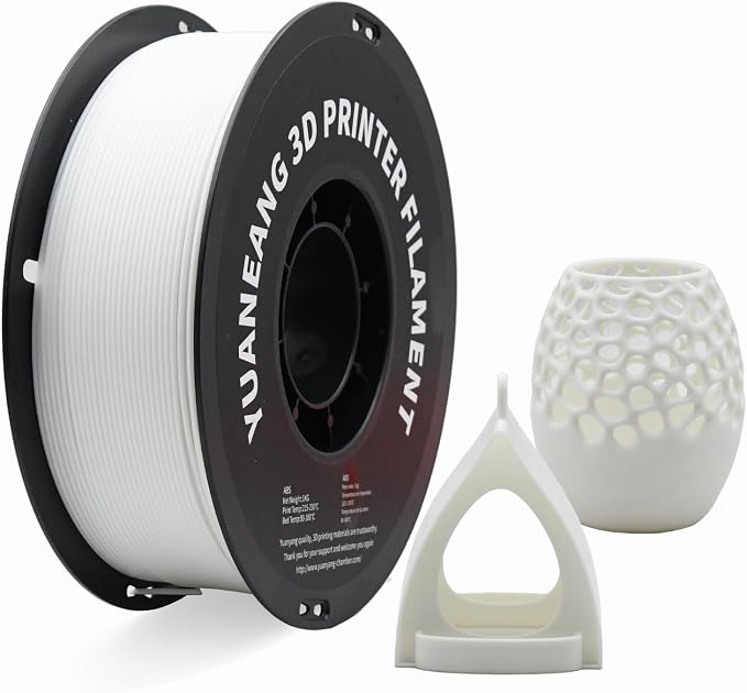 ABS 3D Printer Filament 1.75mm White, 1kg Spool, Strong & Durable ABS Material, High Heat Resistance, Low Warping, ±0.03mm Precision, Ideal for Functional Parts, Prototypes