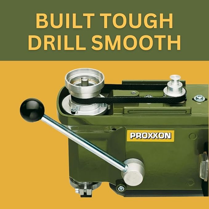 PROXXON Precision Bench Drill Press - Micro Hole Capability, Adjustable Depth & Table, 3-Speed Selection, Durable Design, with 6 Precision Collets for Detailed Projects - TBM 115