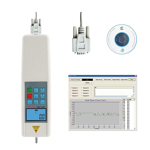 HF-200 Digital Force Gauge 200N Push Pull Gauge Tension Compression Tester | N/kg/lb units, 5 test modes, peak hold, limit alarm & 447-record memory for pull, compression and insertion force tests