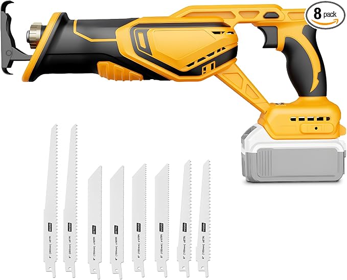 Cordless Reciprocating Saw Compatible with Dewalt 20V Max Battery, Brushless Sawzall Electric Recip Saw with 8 Blades, 0-3500 RPM Speed, for Wood/Metal/PVC Cutting, No Battery
