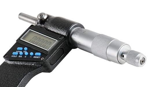 Accusize Industrial Tools 5-6''/125-150 mm 7 Keys Electronic Digital Outside Micrometers, 0.00005'' Or 0.001 mm Resolution, Ac21-6022 | IP54 Rated, 0.00005"/0.001 mm Resolution, 7-Key, ±0.003" Accuracy
