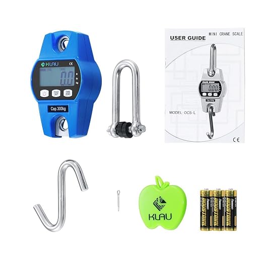 Klau Mini OCS-L Industrial Crane Scale, Blue, 300 kg / 600 lb | Digital Hanging Scale, Indoor Farm Factory Outdoor, Weighing